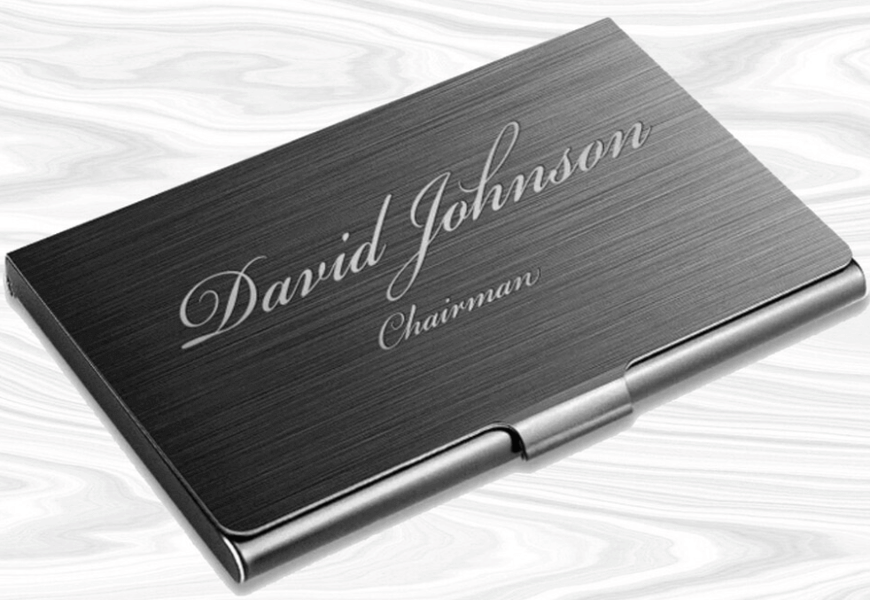 laser engraved metal business card case