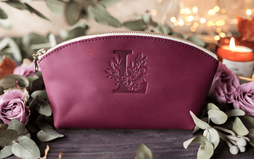 engraved gifts for mom - engraved leather makeup bag