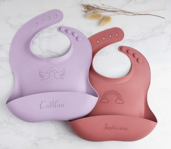 engraved baby gifts - engraved silicone toddler bib