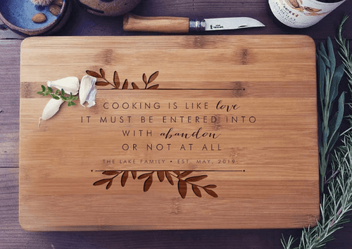 cutting board with engraved quotes