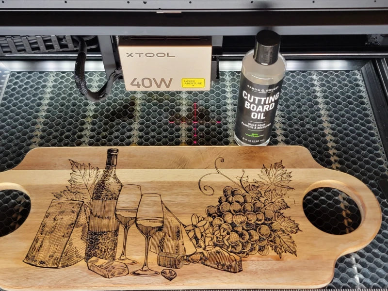 cutting board with laser-engraved image