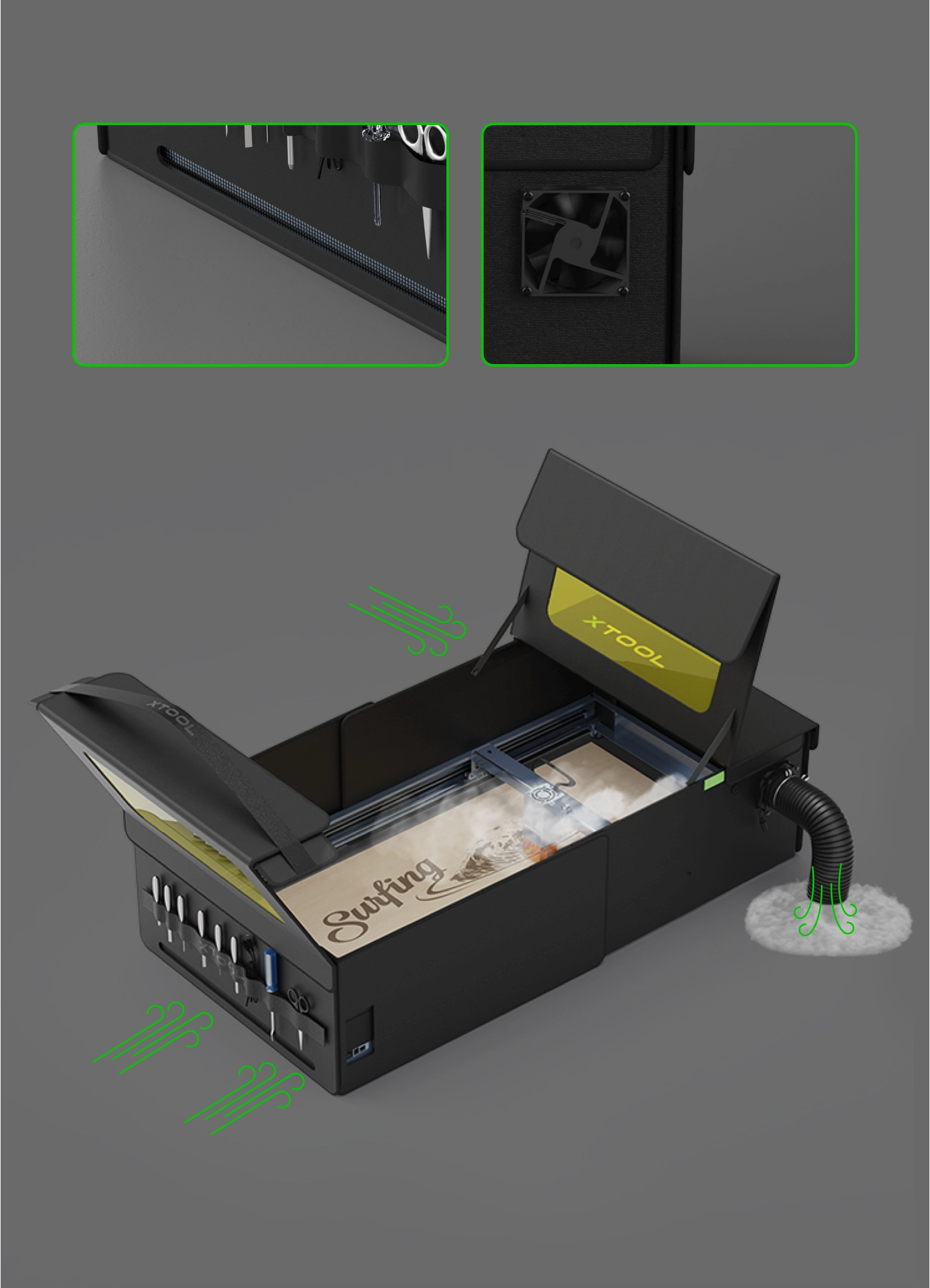 xTool Enclosure: Foldable and Smoke-proof Cover for D1/D1 Pro and Other Laser Engravers P5010171