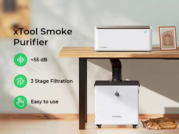 xTool F1 Laser Engraver Air Purifier Set, Fiber Laser Engraving Machine,  and Desktop Smoke Air Purifier with 3-layer Filtration, Personalized Gift
