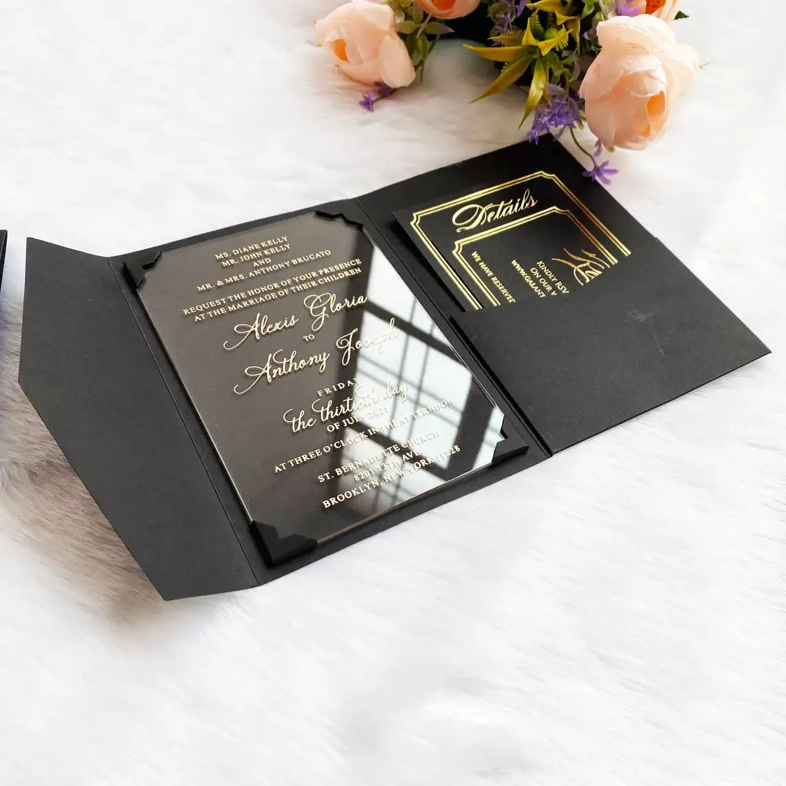 laser cut acrylic wedding invitation