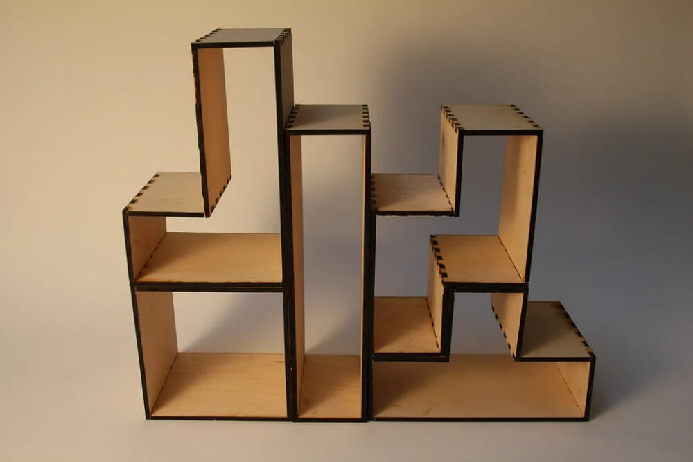 diy bedrooom organization ideas - wooden tetris bookshelf