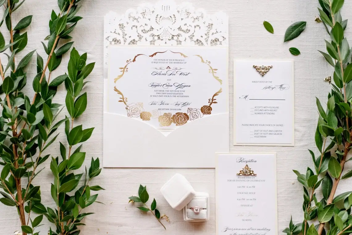 laser cut cardstock wedding invitation
