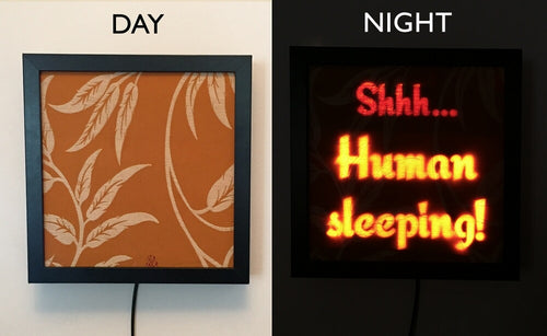 diy lighting projects - Hidden Backlit LED Sleeping Sign