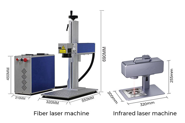 machine size comparision between a fiber laser engraver and an infrared laser engraver