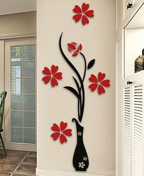 wood wall art - flower vase