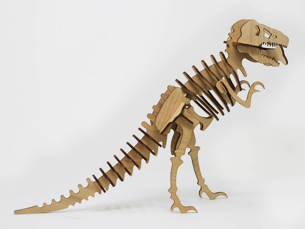 laser cutter projects - wooden dinosaur skeleton puzzle