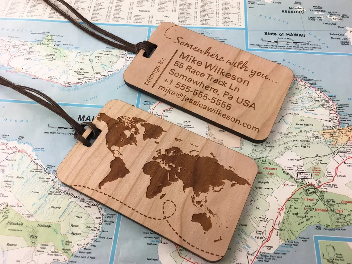 wooden anniversary gifts - wooden luggage tags