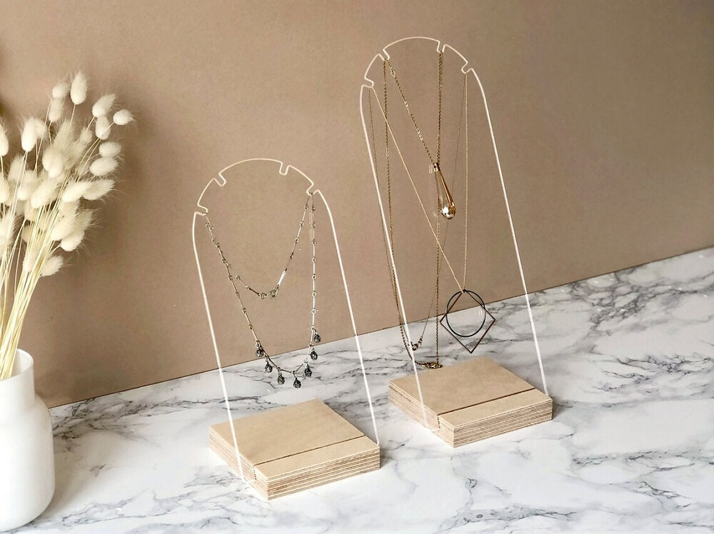 laser engraving projects - acrylic necklace display stand