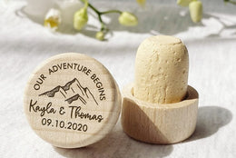 wooden anniversary gifts - personalized wooden wine stoppers