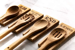 wood anniversary gifts - personalized wooden spoon rest