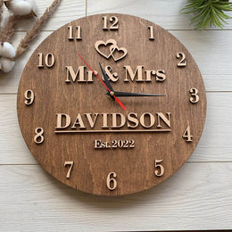 wood anniversary gifts - personalized wooden clock