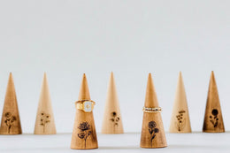 wood anniversary gifts - personalized wooden ring holder cones