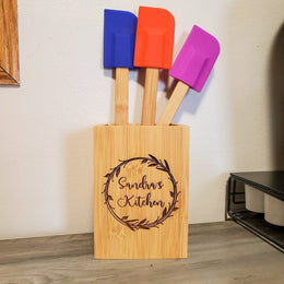 wooden anniversary gifts - wooden kitchen utensil holder