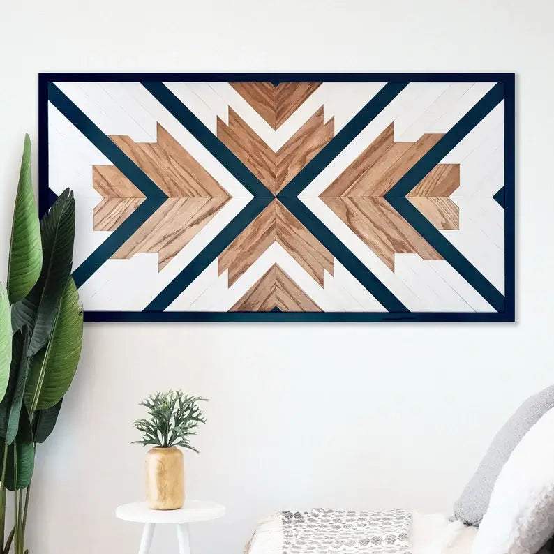 geometric wood wall art - chevron wood wall art