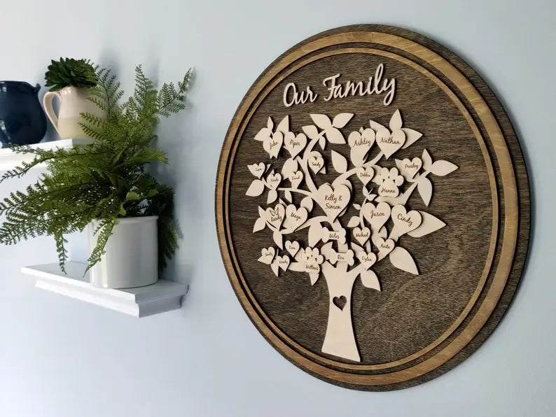 personalized  wooden family tree