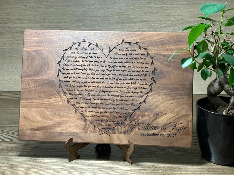 wood anniversary gifts - wedding song lyrics engraved
