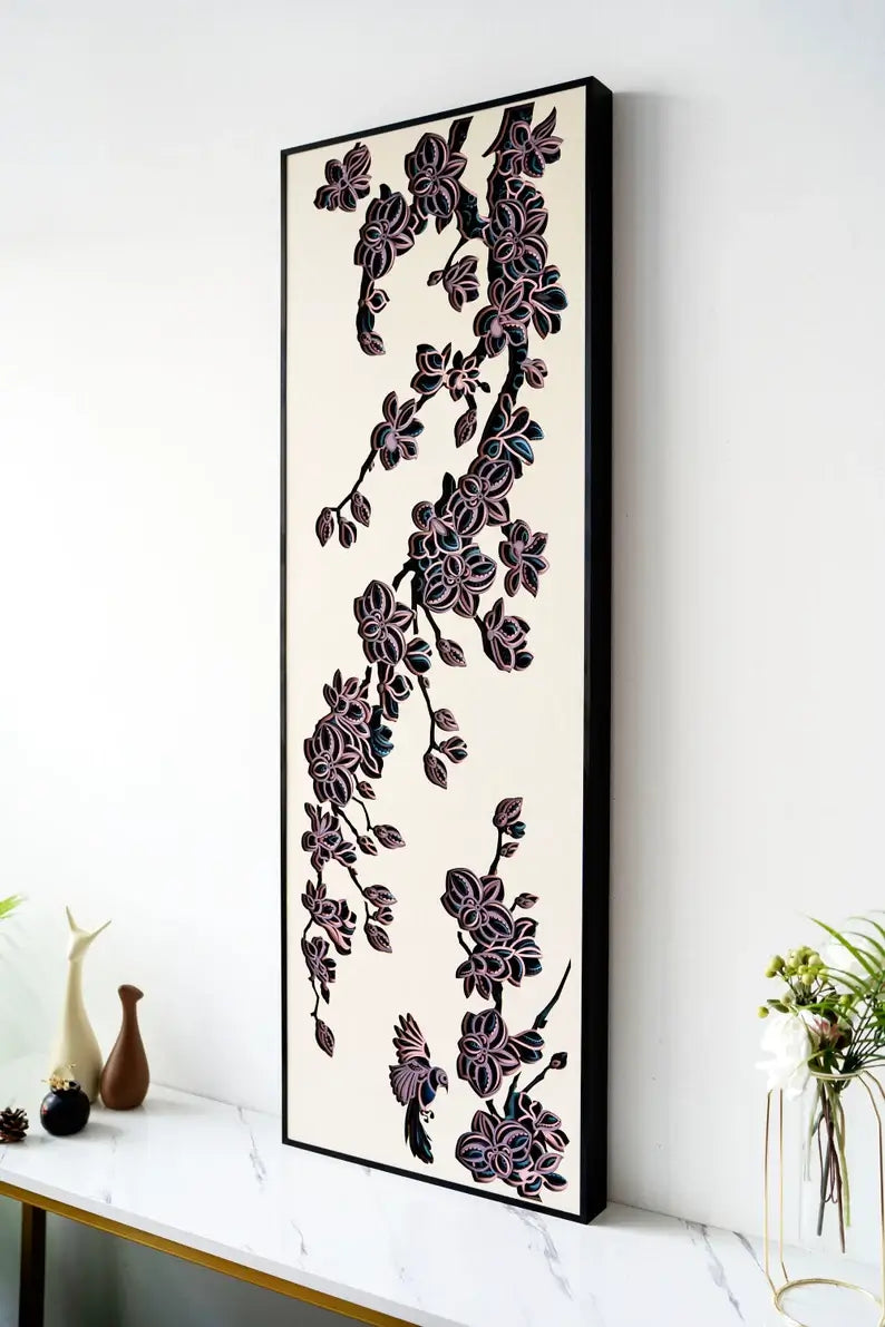 3d orchid wood wall art