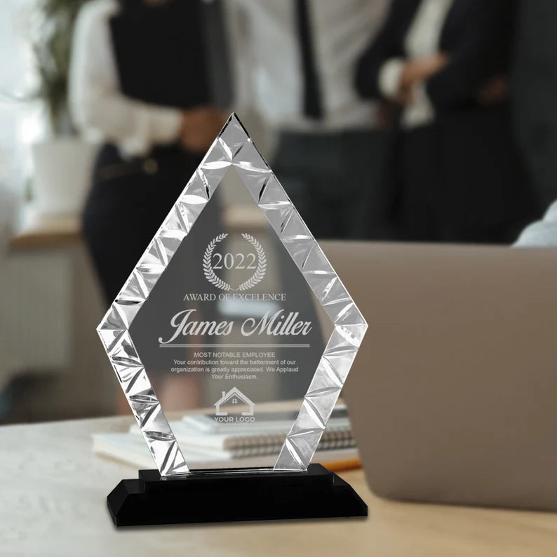 laser etched glass award