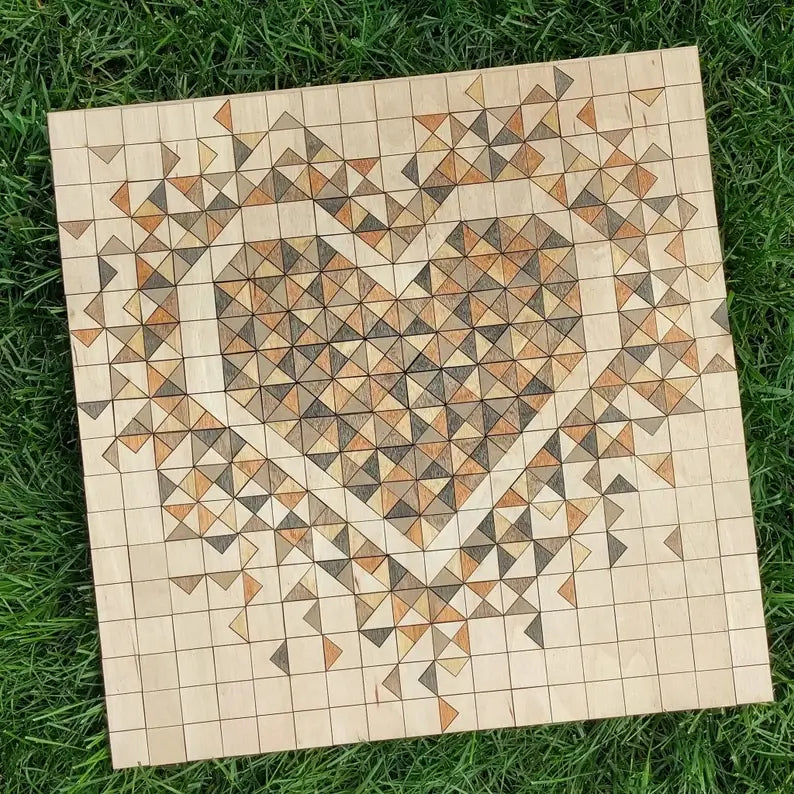 geometric wood wall art - barn quilt puzzle