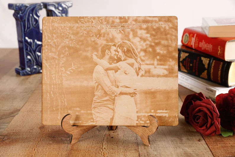 wood anniversary gifts - engraved wood photo