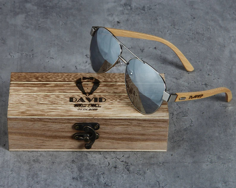 wood anniversary gifts - personalized wooden sunglasses