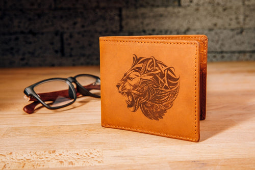 laser engraved leather wallet