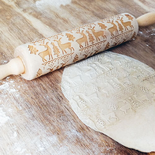 Rouleau à pâtisserie en bois gravé au laser.