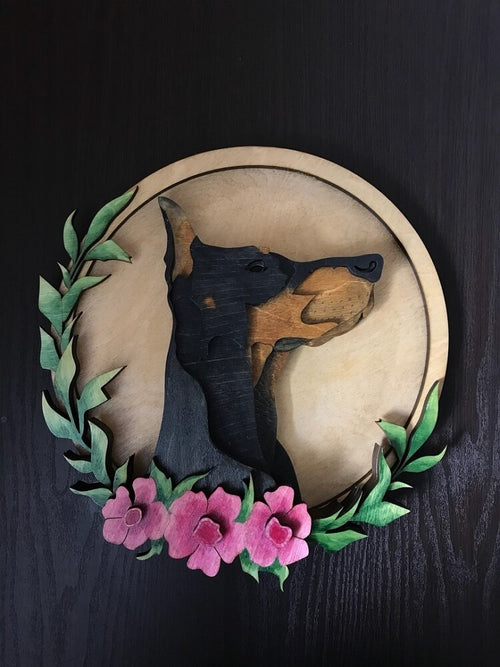 wood wall art - doberman