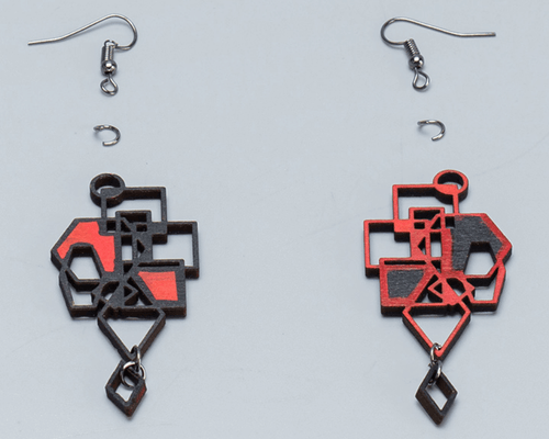 laser cut wooden rectangular earrings