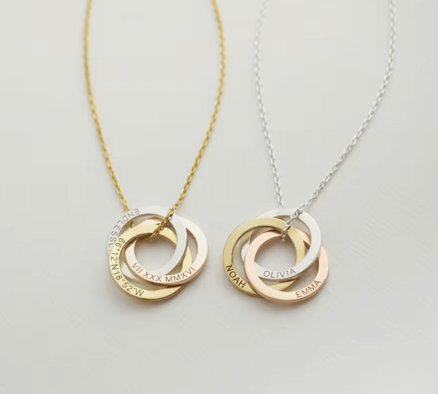 laser engraving projects - custom engraved linked circle necklace