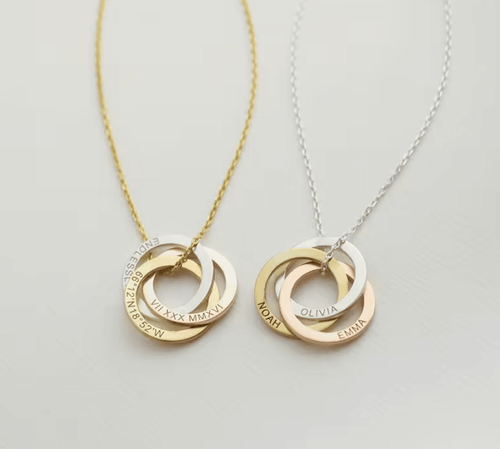 laser engraving projects - custom engraved linked circle necklace