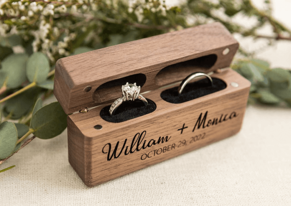 laser engraving projects - personalized engraved two-slot ring box
