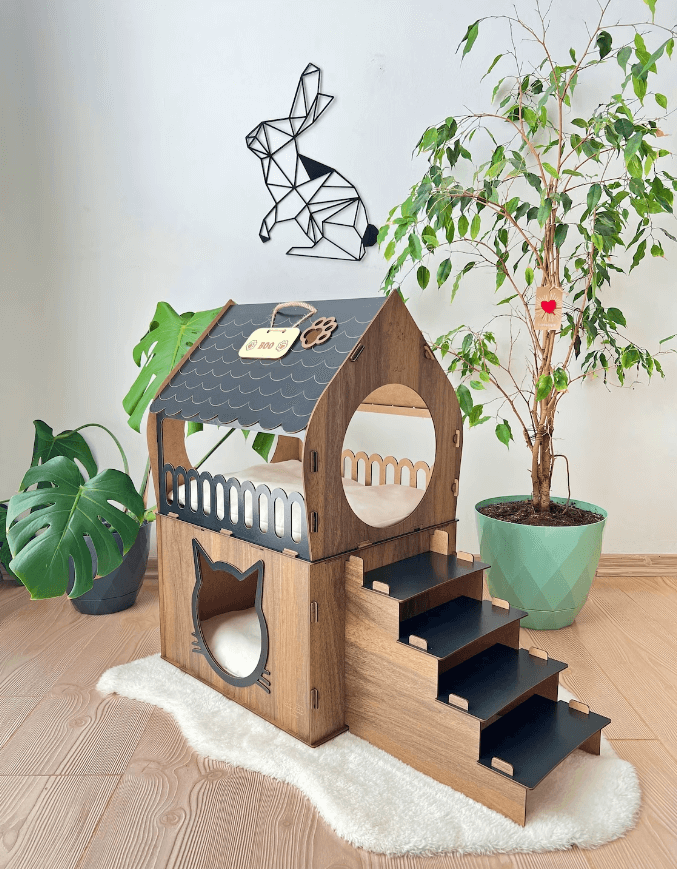 laser cutting ideas - wooden cat house