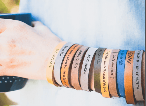 laser engraving ideas - engraved leather bracelets