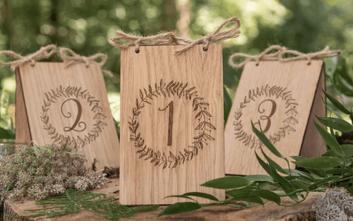 wooden wedding table numbers with jute twine