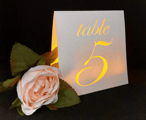 luminary cardstock wedding table numbers