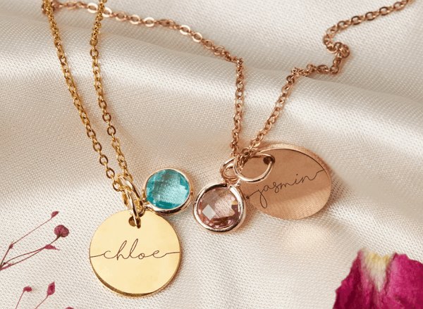 laser engraving ideas - personalized birthstone necklace