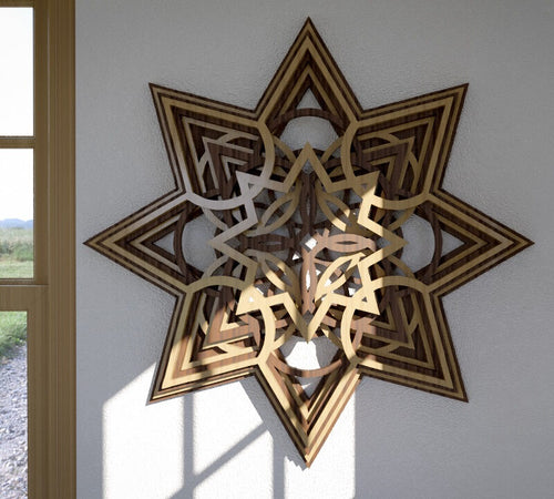 wood wall art - multi-layaered star