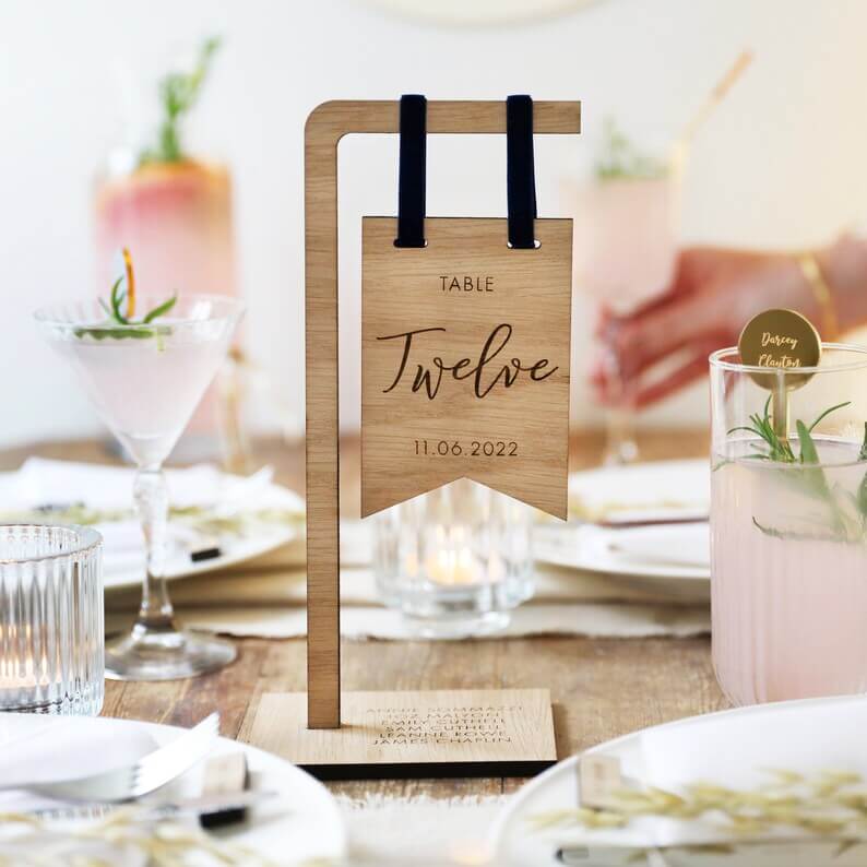 laser cut wooden wedding table number