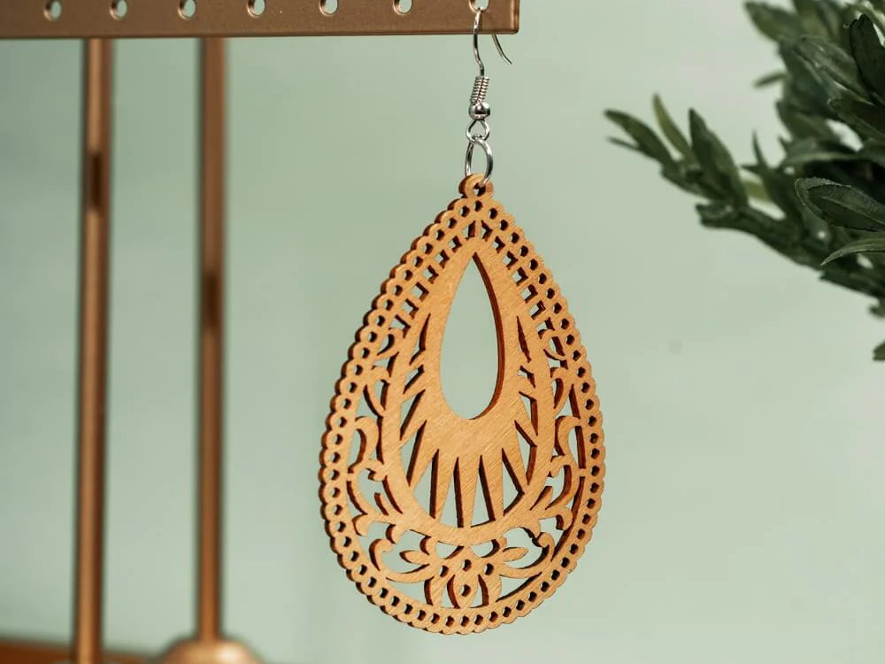 wooden mandala earrings
