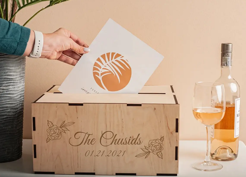 laser cut wooden wedding envelope box