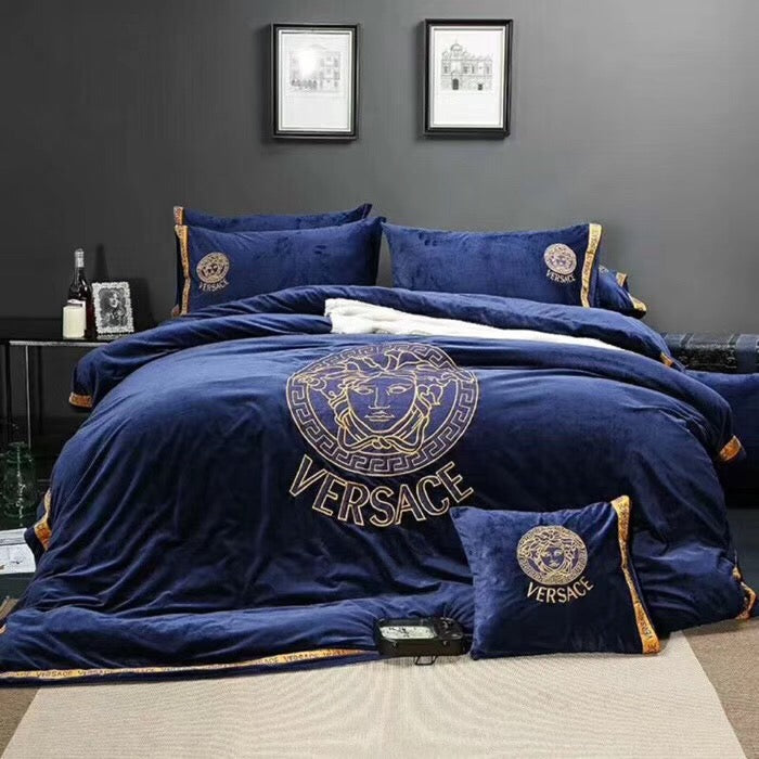 blue versace bedding