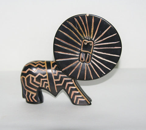 African Lion Sculpture Abstract Soapstone Handcrafted in Kenya 7"H X 7"W - Cultures International From Africa To Your Home