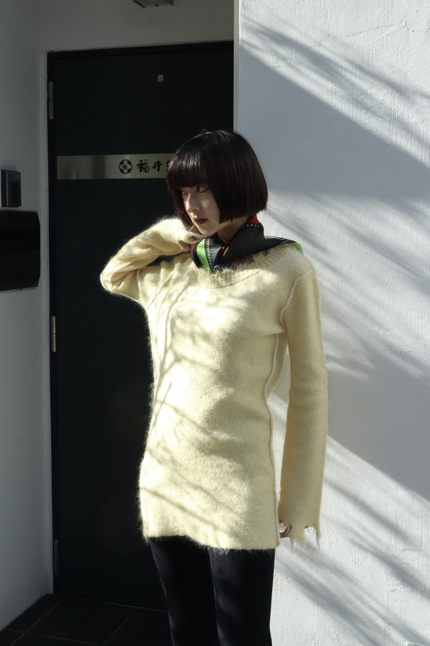 Mohair & Wool Damaged Knit Sweater's wearing image of PerverZe