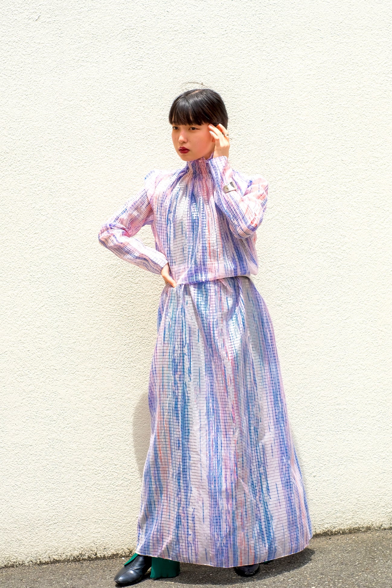 tiit tokyo의 see-through long dress를 사용한 스타일링 이미지