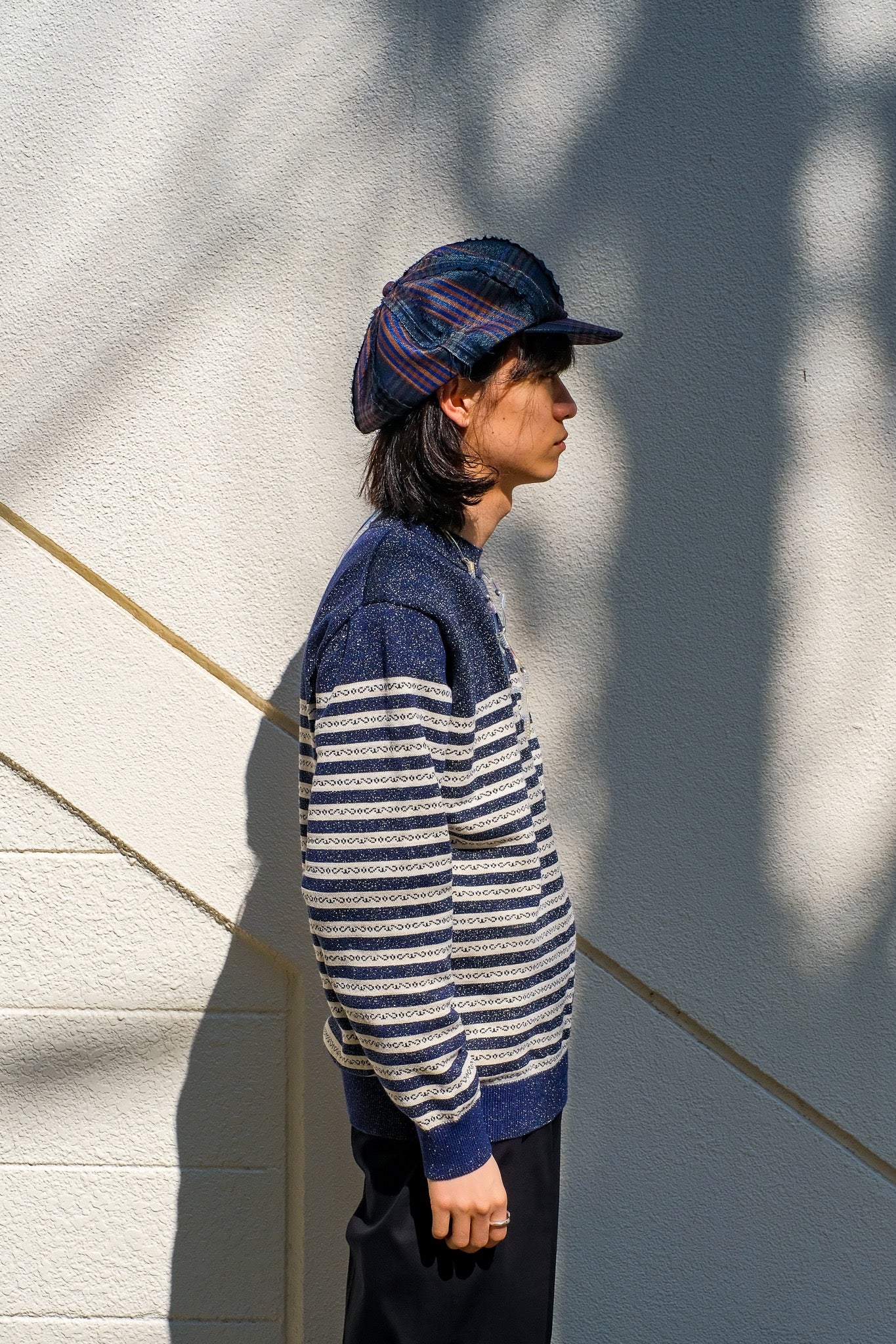 Image of wearing of SHINEBORDERKNIT of 22ss of Taigaigari